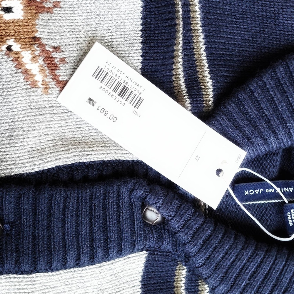 Janie & Jack 2T Deer Sweater Shawl Neck Cardigan NWT - Picture 4 of 4